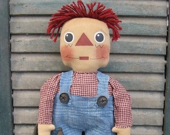 Andy and Dog EPATTERN...country primitive cloth doll craft digital download sewing pattern...PDF...1.99
