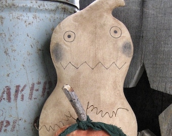 Pumpkin Ghost EPATTERN...primitive country halloween cloth doll craft digital download sewing pattern...PDF...1.99