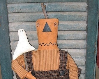 Pumpkin Pete EPATTERN - primitive halloween cloth doll ghost craft digital download sewing pattern - 1.99 - PDF