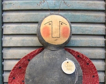 Ladybug EPATTERN -primitive country spring summer doll crafts digital download sewing pattern- PDF-1.99