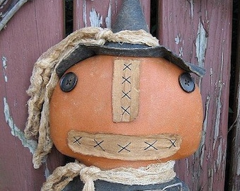 Pumpkin Witch EPATTERN - primitive halloween cloth doll craft digital download sewing pattern - 1.99 - PDF
