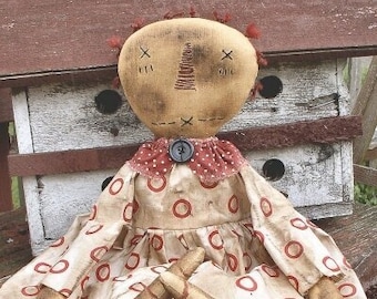 Old Anna Dots EPATTERN... primitive raggedy cloth doll country rustic craft Digital Download Sewing PATTERN...PDF... 1.99
