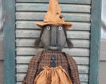 Wanda Witch EPATTERN - primitive halloween cloth doll craft digital download sewing pattern - PDF - 1.99