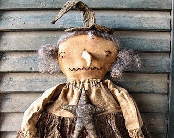 Waverly Witch EPATTERN...primitive halloween cloth doll craft digital download sewing pattern...PDF...1.99