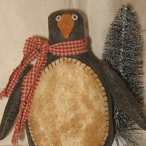 Penlee Penguin EPATTERN-primitive country christmas holiday winter cloth doll craft digital download sewing pattern-PDF-1.99