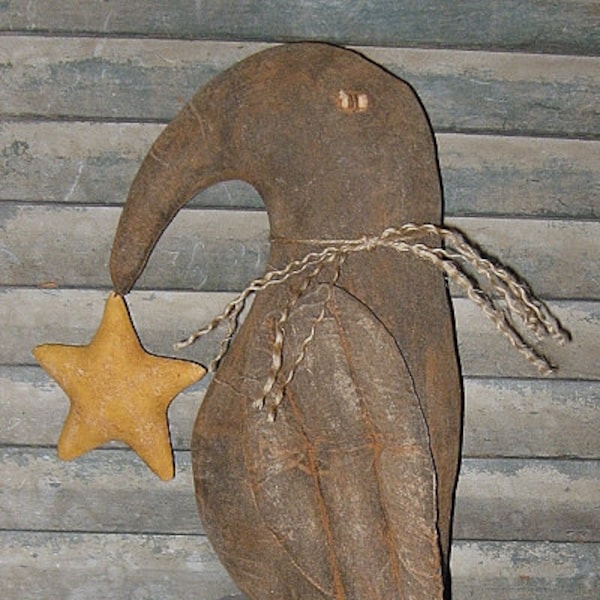 Crow With Star EPATTERN...primitive country craft digital download sewing pattern...PDF...1.99
