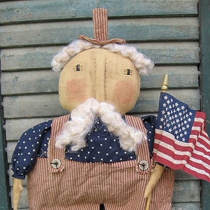 Uncle Sam EPATTERN- primitive country americana cloth doll craft digital download sewing pattern-PDF - 1.99