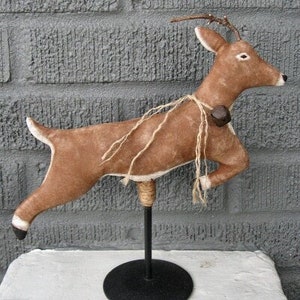 Leaping Deer EPATTERN...primitive country christmas cloth doll ornament digital download sewing pattern...PDF...1.99
