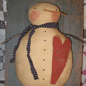 Sherman Snowman EPATTERN-primitive christmas winter holiday cloth doll craft digital download sewing pattern-PDF-1.99