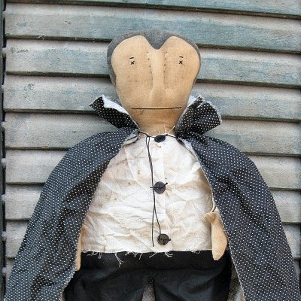 Dracula Doll EPATTERN - primitive country halloween cloth doll craft digital download sewing pattern -1.99 - PDF