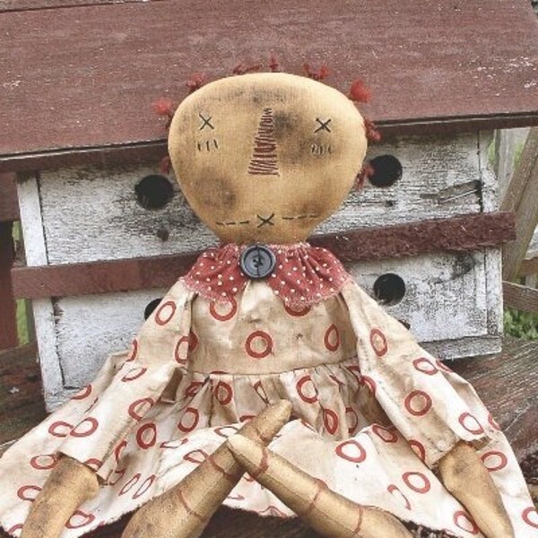 Old Anna Dots EPATTERN... primitive raggedy cloth doll country rustic craft Digital Download Sewing PATTERN...PDF... 1.99