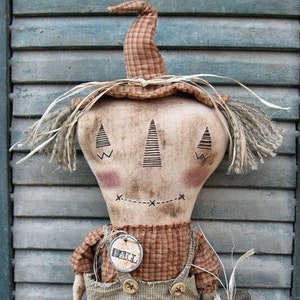 Bo Scarecrow EPATTERN - primitive halloween fall thanksgiving cloth doll craft digital download sewing pattern -PDF - 1.99