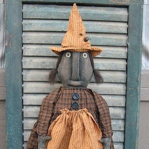 Wanda Witch EPATTERN - primitive halloween cloth doll craft digital download sewing pattern - PDF - 1.99