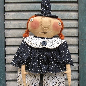 Ziggie Witch EPATTERN - primitive country halloween cloth doll craft digital download sewing pattern - PDF - 1.99