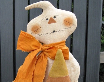 Candy Corn Ghost EPATTERN...primitive halloween ghost cloth doll ornament decoration craft sewing digital download PATTERN...PDF...1.99