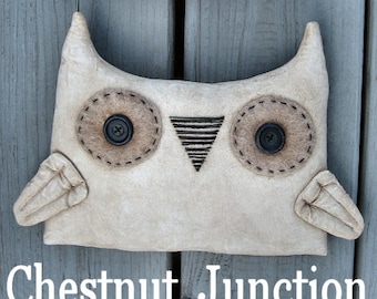 White Owls EPATTERN...primitive halloween autumn fall cloth doll decoration ornament craft digital download sewing PATTERN...PDF