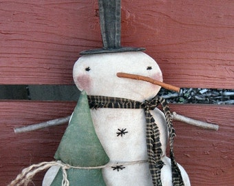 Snowman & Tree EPATTERN...primitive country christmas winter cloth doll craft digital download sewing pattern file...PDF...1.99