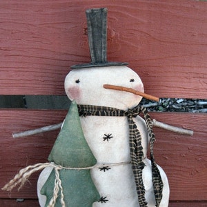 Snowman & Tree EPATTERN...primitive country christmas winter cloth doll craft digital download sewing pattern file...PDF...1.99
