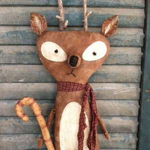 Rocko Reindeer EPATTERN - primitive country christmas holiday cloth doll craft digital download sewing pattern - PDF - 1.99