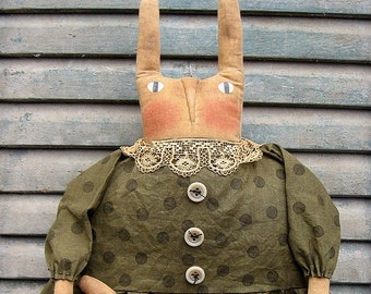 Hazel Hare EPATTERN...primitive country easter spring rabbit cloth doll craft digital download sewing pattern...PDF...1.99