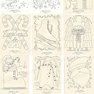 Christmas #7 Embroidery Bundle...9 primitive stitchery epattern designs...PDF format...rug hooking, needle punch, painting