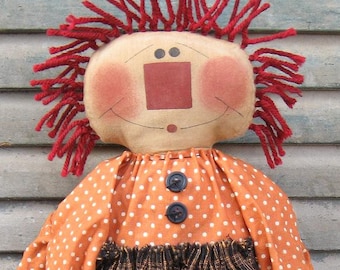 Pumpkin Annie EPATTERN - primitive country halloween pumpkin annie cloth doll craft digital download sewing pattern - 1.99 - PDF
