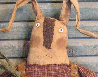 Roscoe Rabbit EPATTERN... primitive bunny cloth doll craft easter spring digital download sewing pattern...PDF...1.99