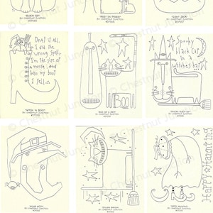 Halloween #2 Embroidery Bundle...9 primitive stitchery epattern designs...PDF format...rug hooking, needle punch, painting
