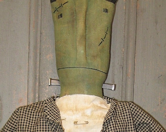 Frankenstein EPATTERN -primitive country halloween cloth doll craft digital download sewing pattern - PDF - 1.99