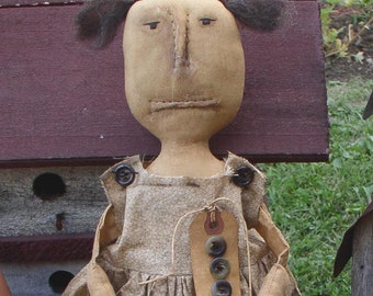 Mizz Button EPATTERN - primitive country cloth doll craft digital download sewing PATTERN PDF - 1.99