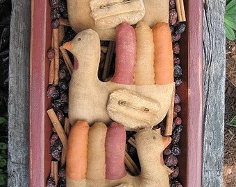 Turkey Ornies EPATTERN - primitive thanksgiving fall halloween cloth craft digital download pattern - 1.99 - PDF
