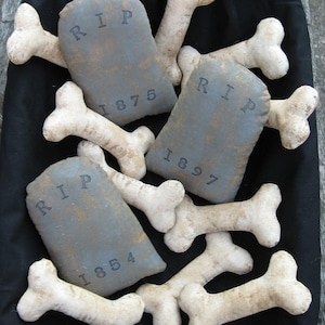 Stones and Bones EPATTERN - primitieve halloweendoek ornie craft bowl filler digitale download naaipatroon 1,99 - pdf