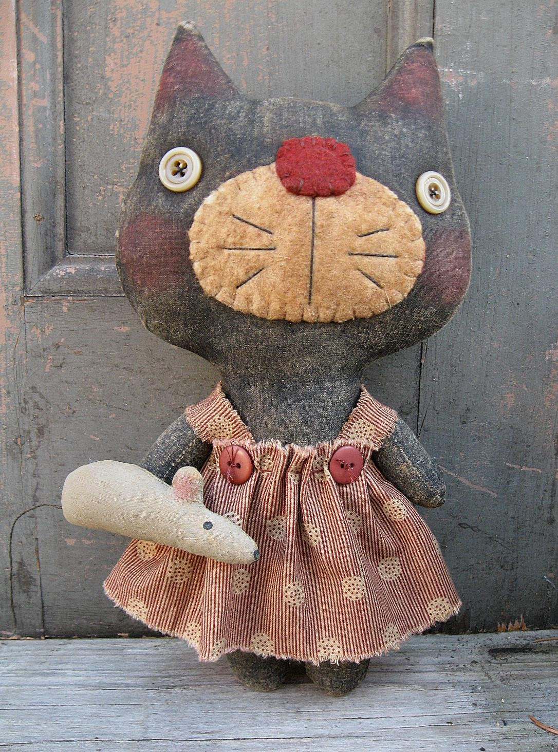 Kiki Kitty EPATTERN - Primitive Country Cat Plush Cloth Doll Craft