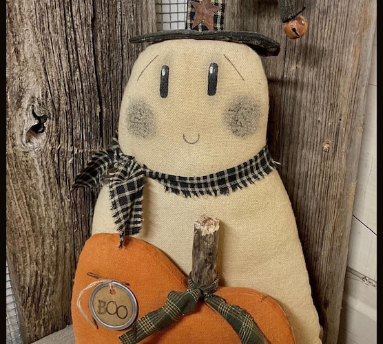 Witch Ghost EPATTERN — Primitive Country Halloween Cloth Doll Craft Sewing Pattern