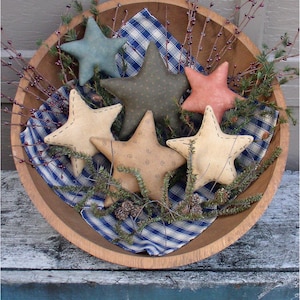 Primitive Stars EPATTERN...primitive country crafts bowl filler cloth ornament digital download sewing pattern...PDF...1.99