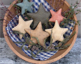 Primitive Stars EPATTERN...primitive country crafts bowl filler cloth ornament digital download sewing pattern...PDF...1.99