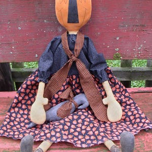 Ms Squash EPATTERN-primitieve halloween pompoen hoofd kraai doek pop ambachtelijke digitale download naaipatroon-pdf-1,99