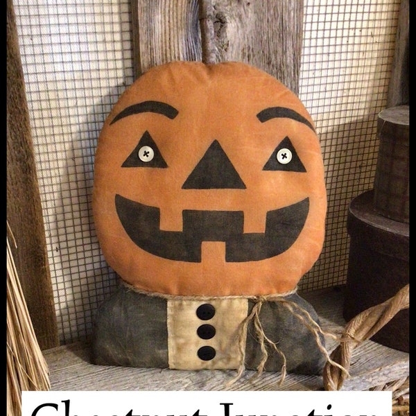 JACKSON ePATTERN - Primitive Halloween Jack O Lantern pumpkin head doll epattern...craft digital download sewing pattern - PDF - 1.99