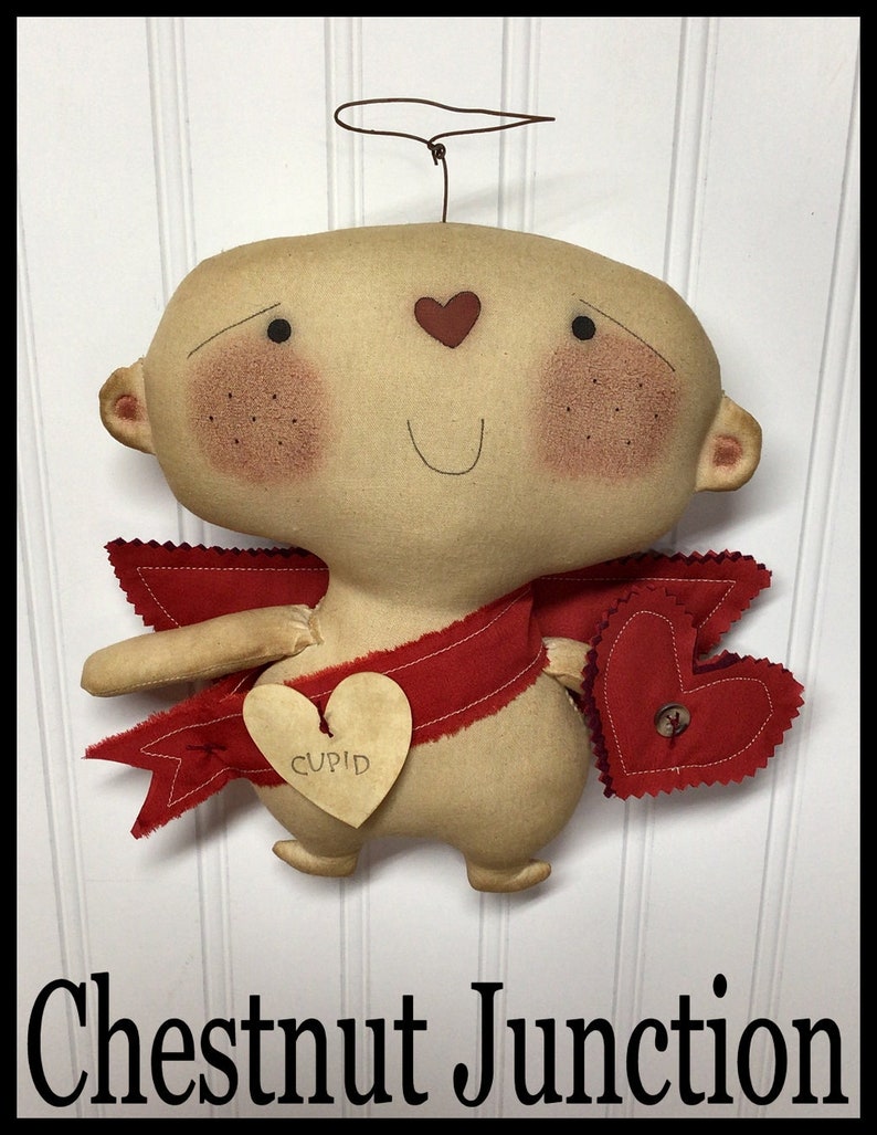 Lil Cupid EPATTERN primitive valentine angel boy cloth doll craft digital download sewing crafting pattern PDF 1.99 image 1