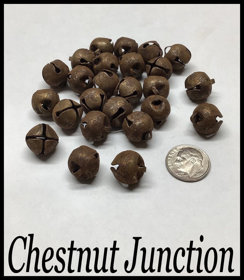 RUSTY JINGLE BELLS...Package of 25...1/2...primitive craft supplies...Chestnut Junction image 1