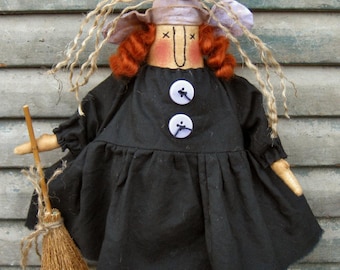 Wynnda Witch EPATTERN -primitive halloween witch cloth doll craft digital download sewing pattern- PDF-1.99