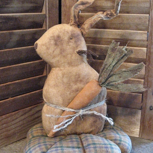 Rabbit Pinkeep EPATTERN...primitive country cloth doll easter spring craft digital download sewing pattern PDF...1.99