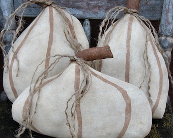 White Pumpkins EPATTERN-primitive halloween fall thanksgiving cloth craft digital download sewing pattern - PDF-1.99