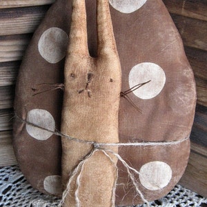 Brown Egg Bunny EPATTERN...primitive country craft cloth doll easter spring digital download sewing pattern...PDF...1.99