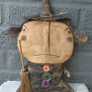 Witch Winnly EPATTERN-primitive halloween cloth doll craft digital download sewing pattern-PDF-1.99