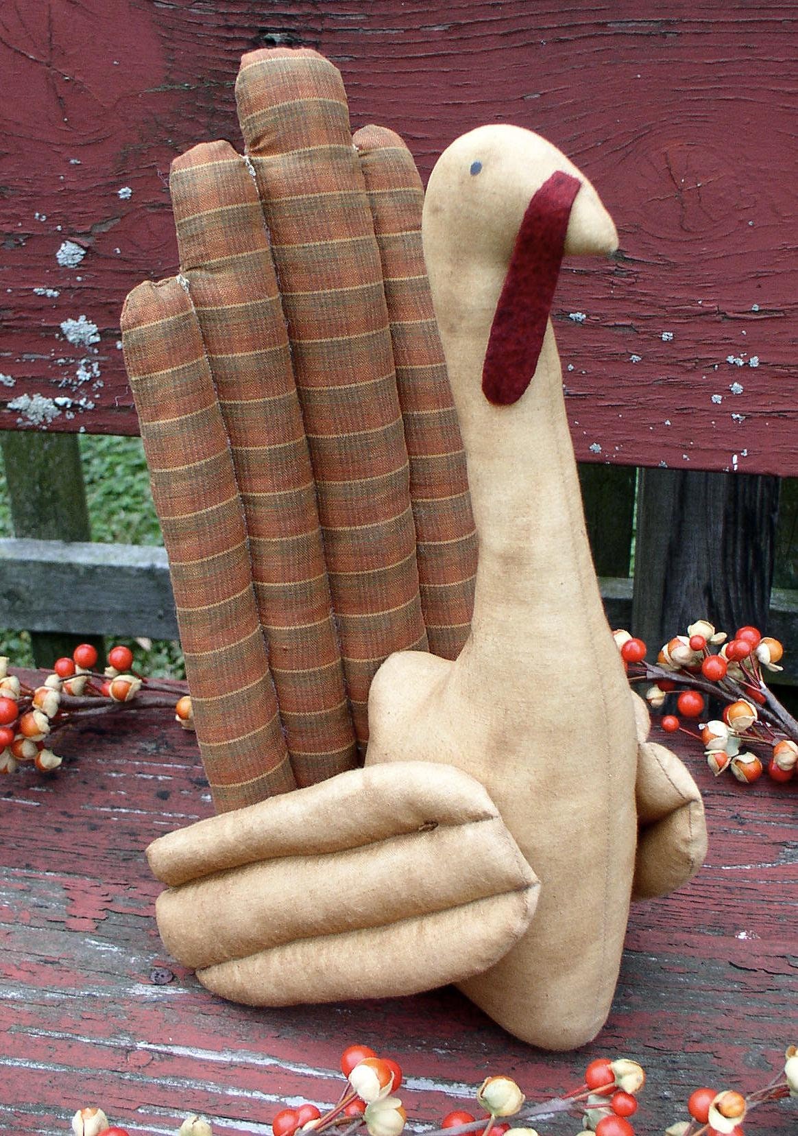 Tom Turkey EPATTERN - prymitywne dziękczynienie jesień szmaciana lalka rzemiosło cyfrowe pobieranie wzoru do szycia -PDF - 1.99