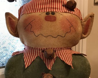 Jingle Elf EPATTERN - primitive christmas holiday cloth doll craft digital download sewing pattern - PDF - 1.99