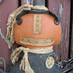 Pumpkin Witch EPATTERN - primitive halloween cloth doll craft digital download sewing pattern - 1.99 - PDF