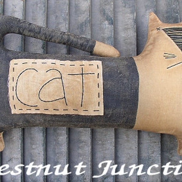Folk Cat EPATTERN...primitive country cloth doll craft decoration digital download sewing pattern...PDF...1.99