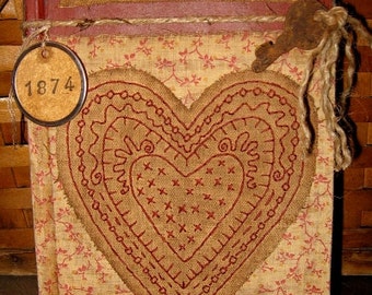 Love Poems EPATTERN-primitive valentine heart journel craft digital download sewing pattern-PDF- 1.99